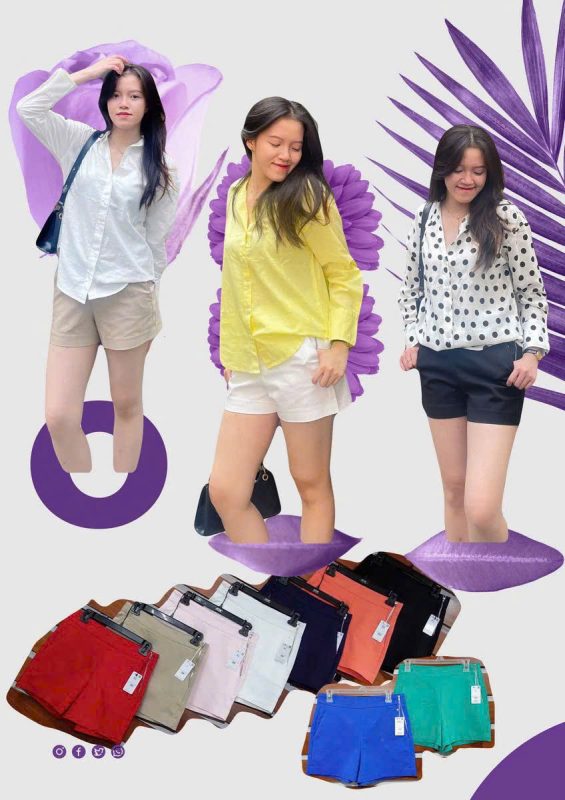Quần short dây kéo hông
